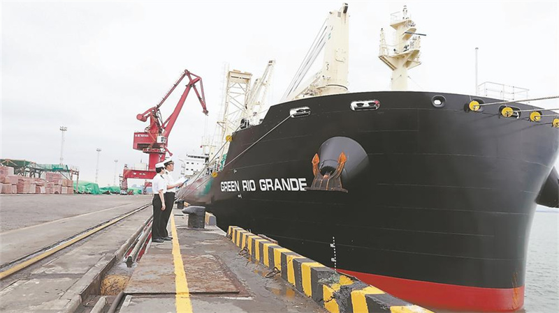 “中国造”全球最大专业纸浆船靠泊厦门